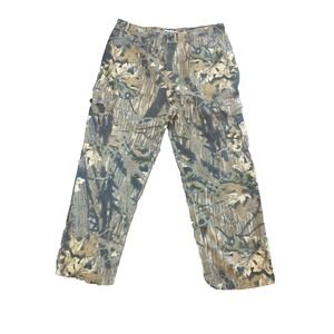 Vtg Jerzees Cargo Pants Mens XL Mossy Oak Camo Hunt Outdoor Made In USA 90s Y2K
